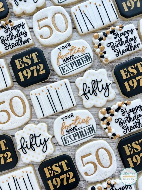 Men's 70th Birthday Cake Ideas, 50th Cookie Ideas, Golden Birthday Ideas For Him For Men, 50th Man Birthday Ideas, Big 50 Birthday Party Ideas, Cookies For 50th Birthday Party, 50th Birthday Cake Ideas For Men Dads, 50 Birthday Cake For Men Turning 50, 50th Birthday Party Ideas Men