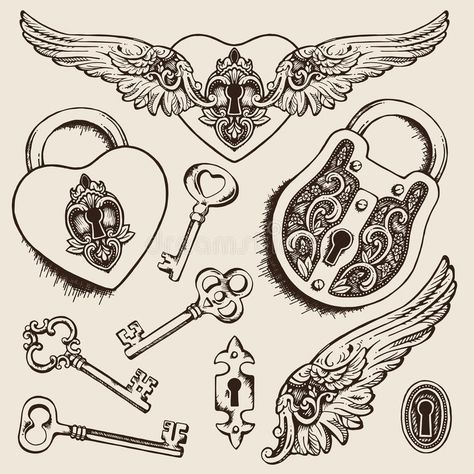 Padlock Tattoo, Lock Key Tattoos, Hourglass Drawing, Keyhole Tattoo, Lock Drawing, Key Tattoo Designs, Steampunk Drawing, Lock Tattoo, Crown Tattoos