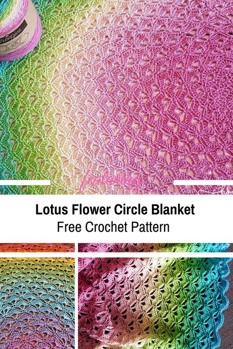 Fabulously Beautiful Lotus Flower Circle Blanket Pattern [Free Pattern & Video Tutorial] - Knit And Crochet Daily Circle Blanket, Beautiful Lotus Flower, Crochet For Beginners Blanket, Crochet Blanket Afghan, Flower Blanket, Flower Circle, Crochet Circles, Afghan Pattern, Crochet Round