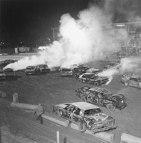 Demolition Derby's .... This was a favorite weekend Summer event that I just loved. I even did one Powder Puff Derby (girls/ladies only) but lost ...lol..so much fun and a great way to spend time with the guys!  :) Demolition Derby Aesthetic, Baileys Aesthetic, Dark Americana, Crash Into Me, Demolition Derby Cars, Stunt Man, Mechanical Drawing, Demo Derby, Demolition Derby