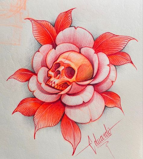 Neo Traditional Flowers, Neo Traditional Roses, Traditional Tattoo Drawings, Pikachu Tattoo, Flower Reference, Skull Rose Tattoos, Her Tattoo, One Tattoo, Traditional Tattoo Designs