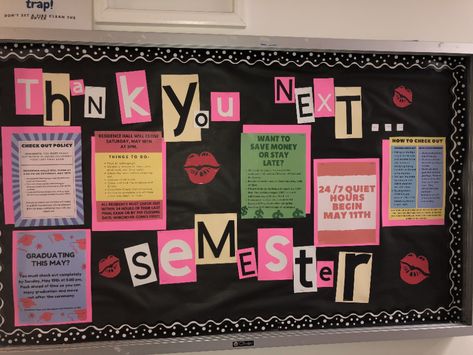 Bulletin Board Ideas For Clubs, Barbie Ra Bulletin Board, Ra In And Out Board, November Bulletin Board Ideas College, Ra Community Bulletin Board, Senior Class Bulletin Board Ideas, Move Out Bulletin Board Ra, College Dorm Bulletin Boards, Ra Welcome Board