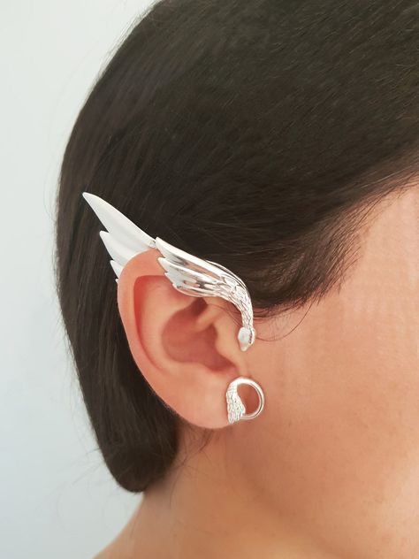 Elven Ear cuff Silver Ear Rings Festival Jewellery Fairy | Etsy Silver Ear Rings, Ear Cuff Silver, Festival Jewellery, Burning Men, Elf Ear Cuff, Fairy Ears, Gold Tissue Paper, Elf Ears, Wrap Earrings