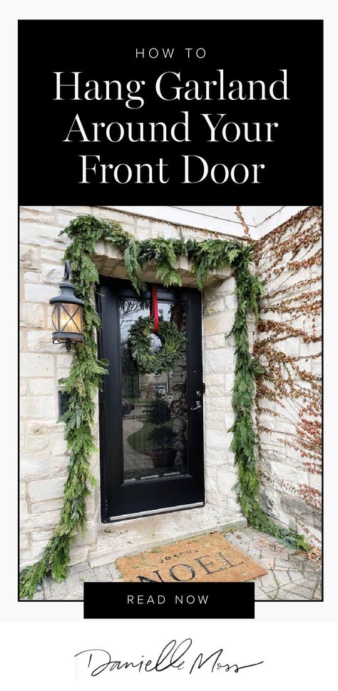 Outside House Decor, Porch Garland, Spooky Treats, Christmas Front Porch, Holiday Garlands, Hanging Garland, How To Hang, Wreaths And Garlands, Hanging Wreath