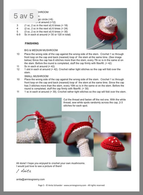 Amigurumi Toadstool Free Pattern, Crochet Mushroom Bookmark Free Pattern, Free Crochet Patterns Mushroom, Mushroom Crochet Ideas, Free Crochet Mushroom Pattern, Free Mushroom Crochet Pattern, Mushroom Amigurumi Free Pattern, Crochet Mushroom Garland, Mushroom Crochet Pattern Free