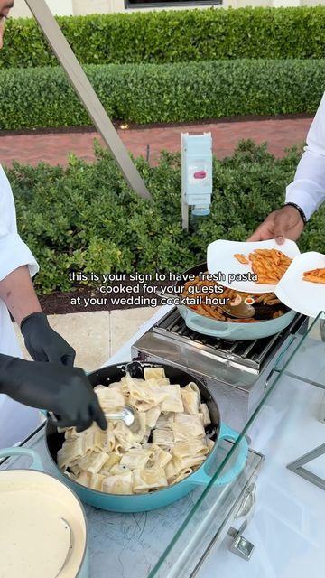 Destination wedding content creator on Instagram: "Pasta in a parmesean cheese wheel WILL have your guests drooling🤤🍝✨ . . . . . #wedding #weddingcontentcreator #pastabar #weddingcocktailhour #weddinginspo #weddingideas #weddingreception #luxurywedding #luxuryweddingcontentcreator #weddingdayfood #weddingideas" Pasta At Wedding Reception, Beach Wedding Catering, Wedding Food Pasta, Unique Wedding Food Ideas, Catering A Wedding Yourself, Wedding Pasta, Fun Wedding Reception, Pasta Catering Wedding, Pasta Wedding