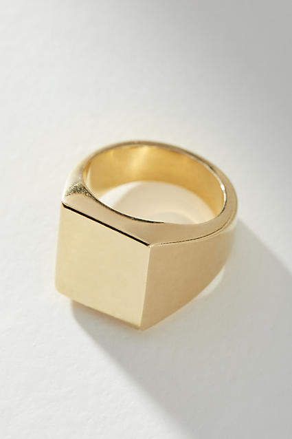 Square Gold Ring, Modern Square Gold Rings, Square Signet Ring, Luxury Brass Signet Ring In Minimalist Style, Modern Square Signet Ring With Polished Finish, Modern Gold Square Signet Ring, Buying Gold, Gold Diamond Wedding Band, Yellow Gold Wedding Ring