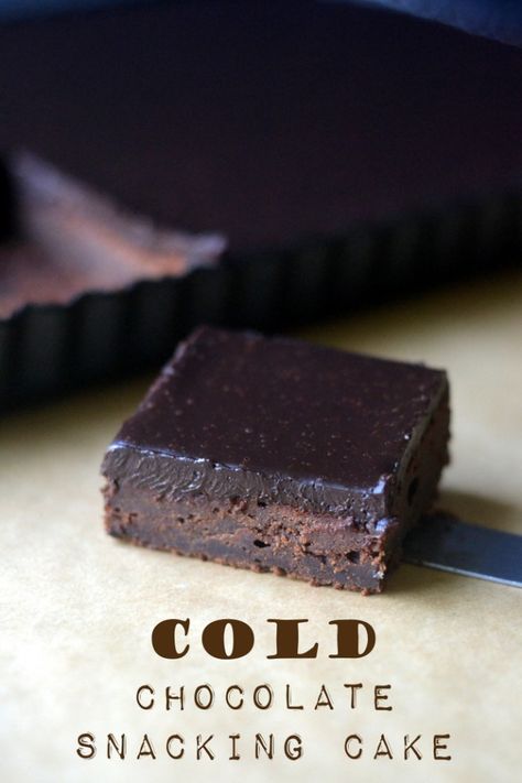 Cold Chocolate Snacking Cake is cool, dark, moist, and decadent — chocolate dessert that's best straight from the fridge! #easy #recipe #dessert #chocolate #fudge #ganache #saralee Truffle Brownies, Cold Chocolate, Chocolate Snack Cake, Snacking Cake, Decadent Chocolate Desserts, Decadent Cakes, Chocolate Cakes, Köstliche Desserts, Snack Cake