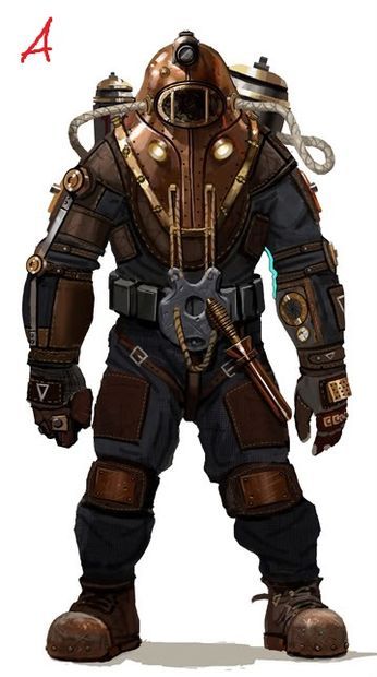 Diver Character Design, Subject Delta, Deep Sea Diver Art, Bioshock Artwork, Bioshock Game, Bioshock Cosplay, Diver Art, Bioshock Art, Bioshock Series