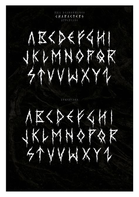 XXII DAEMON RUNES - Font by Doubletwo Studios, via Behance Gothic Words, Monster Font, Victorian Fonts, Hiphop Design, Tat Inspiration, Fonts Ideas, Tattoo Fonts Alphabet, Dark And Mysterious, Metal Font