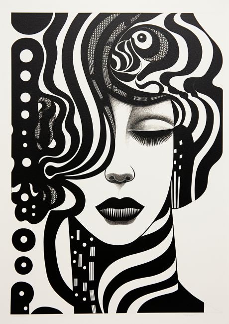 Black And White Faces Drawings, Modern Painting Black And White, Black And White Face Drawing, Black And White Character Design, Black And White Painting Ideas, Face Illustration Art, Pop Art Black And White, Anime Pop Art, Black And White Doodles