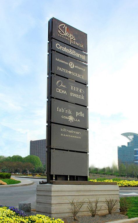 Multi Tenant Monument Sign, Signage Design Outdoor Entrance, Pylon Signage Design, Tower Signage, Pole Signage, Tenant Signage, Signpost Design, Vertical Signage, Monument Signage