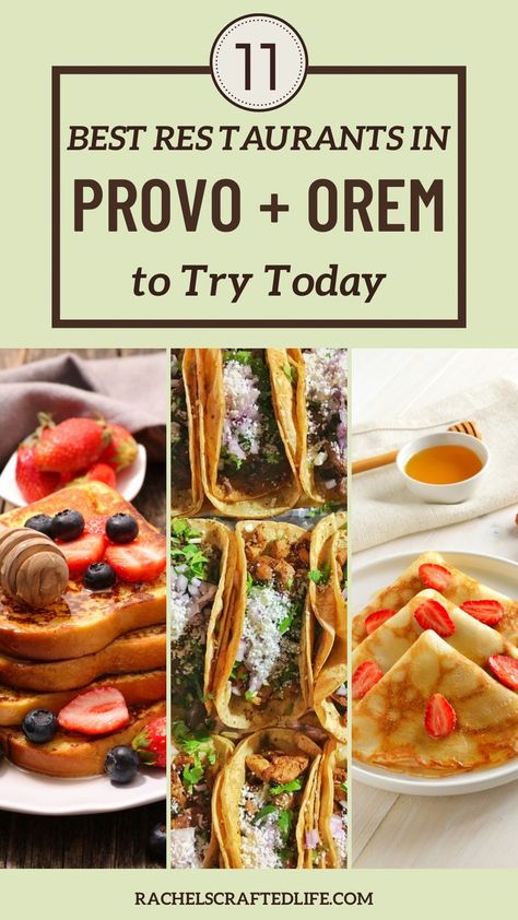 All the best restaurants in Provo and Orem Utah to try today! No matter why you are in Provo these are tried and true places to eat in Provo that serve amazing food. Utah Recipes, Utah Restaurants, Utah Food, Utah Trip, Lehi Utah, Orem Utah, Provo Utah, Food Places, Fun Dinners