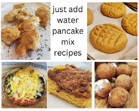 Homemade Pancake Mix Recipe Just Add Water, Just Add Water Pancake Mix Recipe, Pancake Mix Ideas, Funnel Cake Bites, Baked Breakfast Casserole, Cake Peanut Butter, Homemade Breakfast Sausage, Pancake Mix Recipes, Seafood Bake