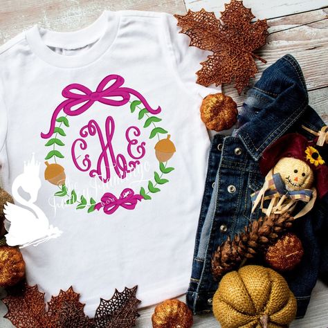 Exquisite! Captivating! Elevate your style with Girls Acorn Monogram shirt, Girls Fall Monogram shirt, Girls Personalized Monogram embroidered tee, Personalized Autumn Kids shirt, available for a limited time at the incredible price of $28.00 #personalized #AutumnDress #CustomShirt #FallSweatshirt #EmbroideredShirt #CustomEmbroidery #MonogramFrame #GiftsForHer #monogram #FancyFlamingo Acorn Design, Fall Monograms, Fancy Flamingo, Monogram Shirt, Digital Mockup, Girls Fall, Monogram Shirts, Thread Colors, Embroidered Tee