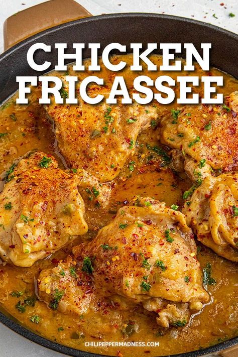 Cajun Chicken Fricasse Recipe, Chicken Thigh Recipes Southern, Chicken Fricasse Recipe Simple, Chicken Piquant Recipe, Chicken Friccasie, Chicken Frickazee Recipe, Chicken Wing And Rice Recipes, Fricase Chicken, Chicken Fricasse Recipe Cajun