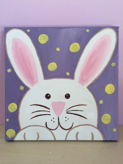 Easter Canvas Painting, Easter Canvas Art, Kids Canvas Painting, Easter Drawings, Easter Canvas, Easter Paintings, Kids Canvas Art, Bunny Painting, Kids Painting