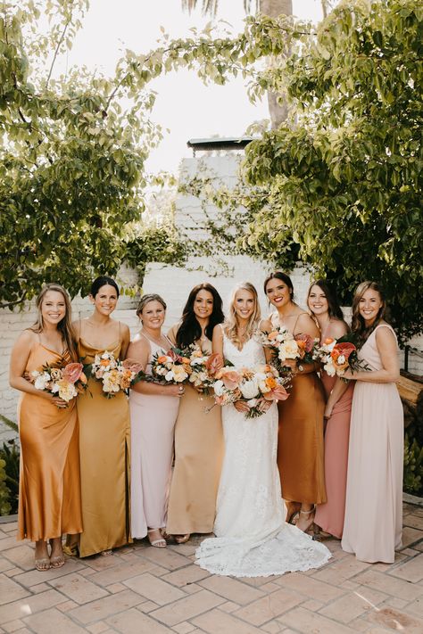 Looking for wedding color palette ideas? Check out Paige and Ryan's California celebration that features sunset-inspired hues. Sunset Wedding Colors, Bridesmaid Colors, Spring Wedding Colors, Wedding Palette, Bridesmaid Dress Colors, Sunset Wedding, Bridesmaid Style, Wedding Color Palette, Wedding Mood