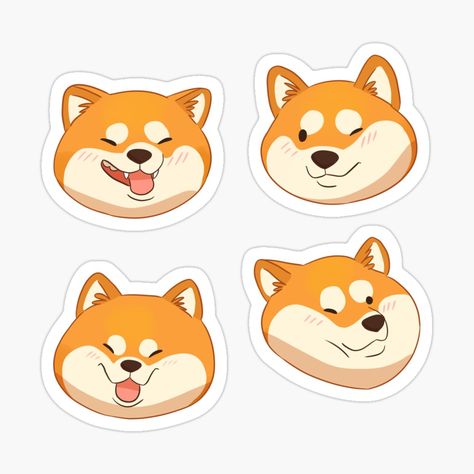 Get my art printed on awesome products. Support me at Redbubble #RBandME: https://www.redbubble.com/i/sticker/Cute-shiba-inu-dog-faces-pack-by-Yaragold/152862494.JCQM3?asc=u Shiba Inu Sticker, 3d Mascot, Pet Food Packaging, Cute Shiba, Dog Faces, Art Theory, Shiba Inu Dog, Different Dogs, Dog Stickers