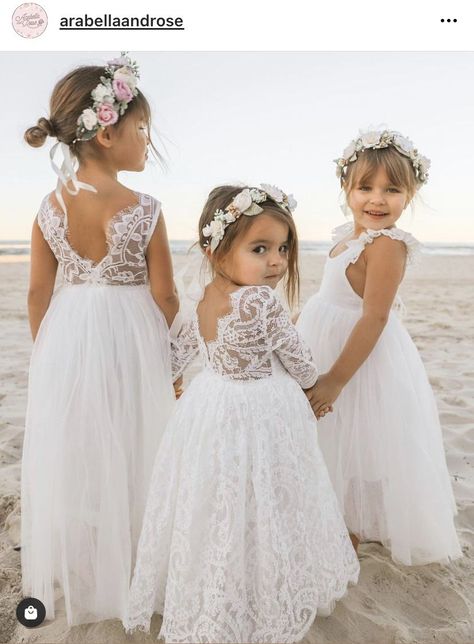 Miniature Bride Dresses Boho, Little Bridesmaid Dresses Flower Girls Wedding Ideas, Flower Girl Dresses For Beach Wedding, Boho Flower Girl Dress Toddler, Toddler Wedding Outfit Girl, Flower Girl Dresses Beach, Flower Girl Dress Beach Wedding, Flowergirls Dress, Beach Wedding Flower Girl