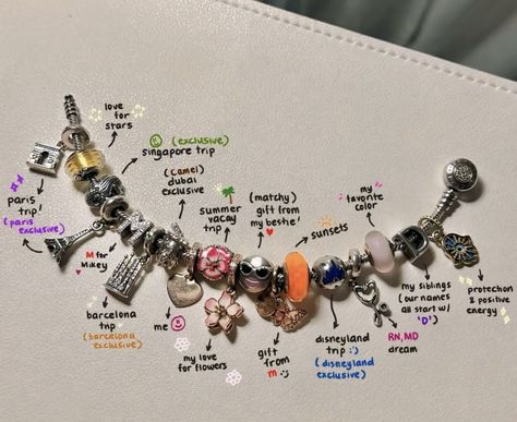 Pandora Charms Aesthetic, Pandora Charm Bracelet Aesthetic, Pandora Bracelet Charms Ideas, Girly Bracelets, Pandora Bracelet Designs, Pandora Jewelry Charms, Wrist Jewelry, Jewelry Accessories Ideas, Dope Jewelry