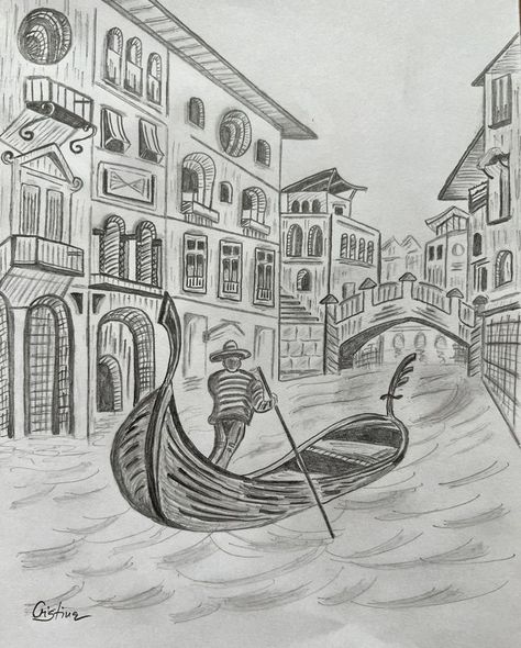 Drawing pencil sketch Italy Pencil Drawing, Venice Sketch Drawings, Colosseum Drawing Sketch, Italy Drawing Sketch, Drawings Of Italy, Gondola Drawing, Venice Italy Drawing, Italy Drawing Easy, Pencil Shading Scenery