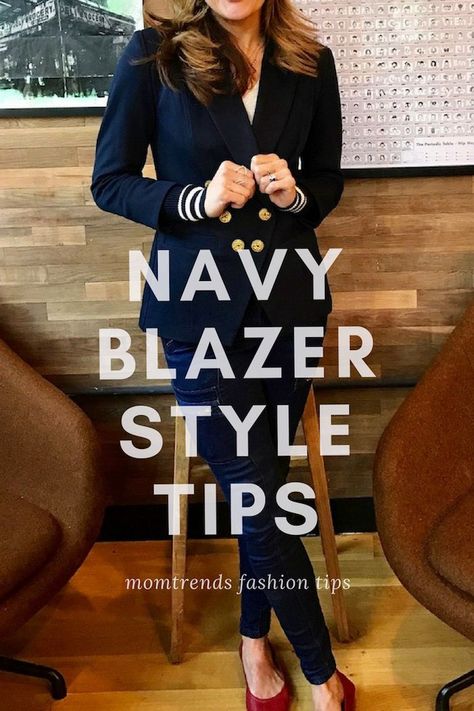 how to style a navy blazer for spring Women’s Blue Blazer Outfit, Outfits With Navy Blazers For Women, Navy Blazer With Jeans Women, How To Style Navy Blazers Women, Women’s Navy Blazer Outfit, Style Blue Blazer Women, Womens Navy Blazer Outfit, Navy Blue Blazer And Jeans Outfit, Navy Blue Blazer Outfit Women Casual