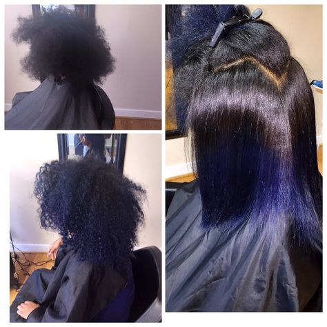 Pink & Black Hair Studio  Natural Hair With Custom Mid Night Blue Hair Color & Silk Press     11e Chesapeake Ave ,Towson Md 410-938-8900 Pinkandblackhairstudio.com Mid Night Blue Hair, Artsy Hair, Pink Black Hair, Home Remedies For Hair Growth, Remedies For Hair Growth, Blue Hair Color, Pink And Black Hair, Blue Bob, Natural Straight Hair