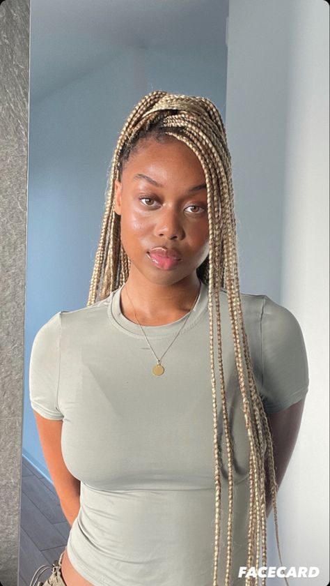 Braids Black Women Color, Box Braids Colours, Colour 30 Braids On Dark Skin, Blond Braids For Black Women, Braids For Black Women Blonde, Blonde Cornrows Braids Black Women, Blonde Braids For Black Women, Blond Braids Black Women, Color Braids For Black Women