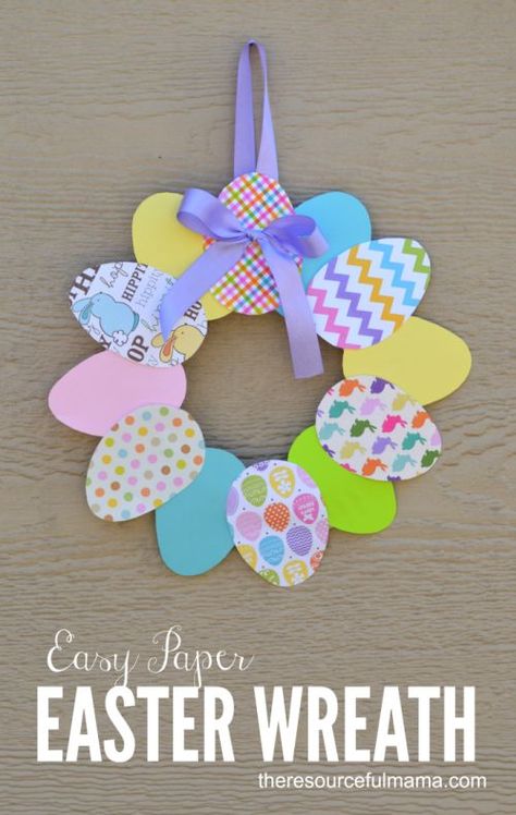 Easy Paper Easter Wreath to make with kids and decorate your door! Easter Crafts For Adults, Easter Projects, Easter Art, Easter Crafts Diy, Easter Activities, Easter Wreath, Easter Crafts For Kids, Easter Holidays, Easter Fun