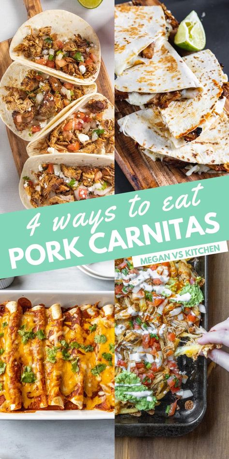 Meals With Carnitas, What To Do With Leftover Carnitas, Leftover Carnitas What To Do With, Pork Carnitas Meal Ideas, How To Eat Carnitas, What To Do With Carnitas Meat, Carnitas With Leftover Pulled Pork, Pork Carnitas Leftover Ideas, What To Serve With Pork Carnitas