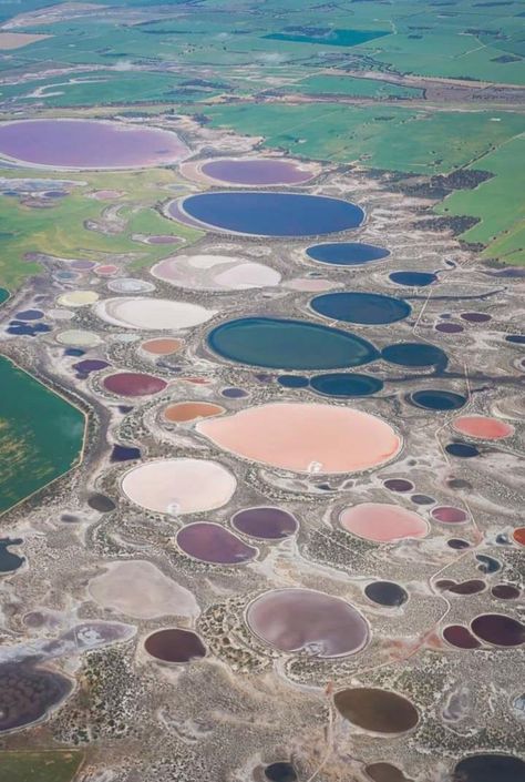 Salt lakes in Western Australia looking like an artist's palette board. - ThorGift.com - If you like it please buy some from ThorGift.com World Most Beautiful Place, I Want To Travel, Vacation Photos, Tourist Spots, Beautiful Places In The World, Magical Places, Travel Inspo, Belleza Natural, Luxembourg