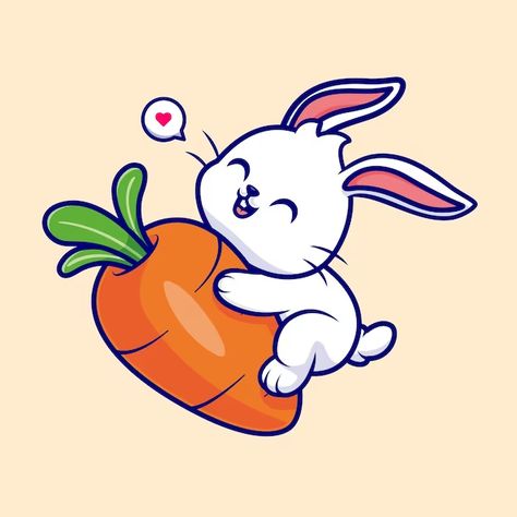 Catalyststuff | Freepik Carrot Cartoon, Sketching Portrait, Creative Sketching, Jade Rabbit, Food Icon, Animal Food, Book Creator, Vector Icons Illustration, Rabbit Cartoon