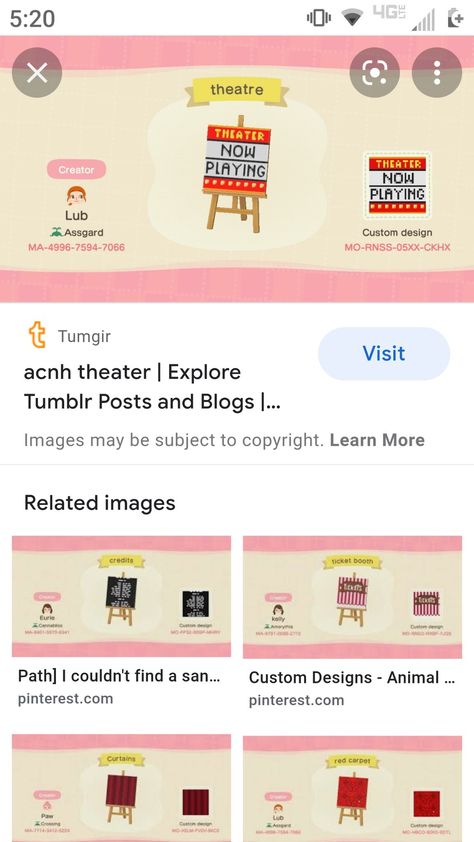 Animal Crossing Movie Theater Design Code, Acnh Outdoor Theater Design, Animal Crossing Movie Theater Design, Acnh Rollercoaster, Acnh Movie Theatre Codes, Animal Crossing Ticket Booth, Movie Theater Acnh, Acnh Drive In Movie Theatre, Acnh Ticket Booth