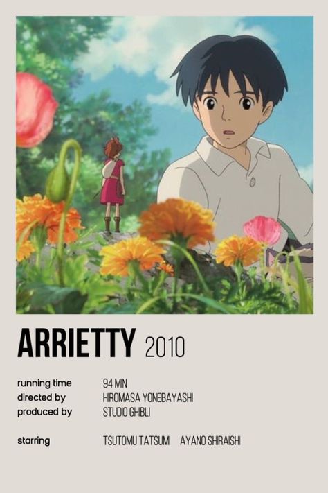 Arrietty Movie Poster, Studio Ghibli Polaroid Poster, Ghibli Polaroid, Ghibli Movie Poster, The Secret World Of Arrietty, Polaroid Movie Poster, Studio Ghibli Films, Studio Ghibli Poster, Anime Cards