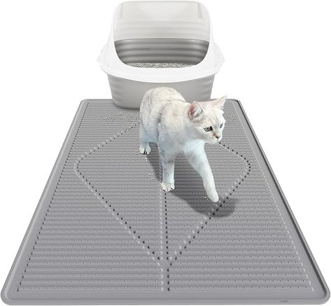 Amazon.com : Mofason Cat Litter Mat XXL - Waterproof Kitty Litter Box mat for Floor - Extra Large Pet Trapping Litter Rug Pad - Silicone Cat Supplies & Accessories for Indoor Cats (38" x 25") -Grey : Pet Supplies