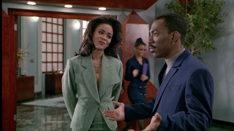 Boomerang: Eddie Murphy and Robin Givens Boomerang Movie, Robin Givens, Richest Celebrities, Princess Gifts, Black Actresses, Black Costume, Eddie Murphy, Power Dressing, Power Suit