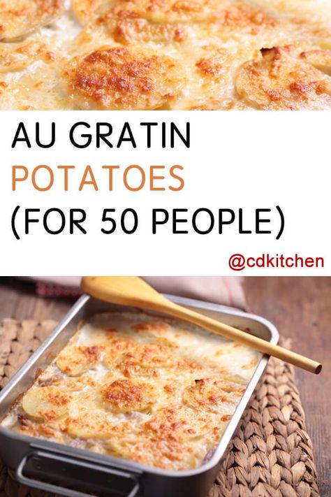 Made with White pepper, potatoes, salt, Cheddar cheese, bread crumbs, whole milk, butter or margarine, flour, dry mustard | CDKitchen.com Meals For 50 People, Cheddar Cheese Bread, Crowd Recipes, Buttered Bread, Au Gratin Potatoes, Scalloped Potatoes And Ham, Gratin Potatoes, Budget Freezer Meals, Cooking For A Group