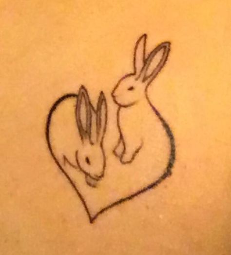 Yin Yang Bunny Tattoo, Bunny Heart Tattoo, Two Bunny Tattoo, Angel Bunny Tattoo, Simple Rabbit Tattoo, Bunny Tattoo, Sparrow Tattoo, Bunny Tattoos, Sibling Tattoos