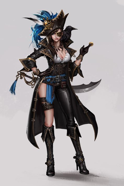 ArtStation - pirate, ha yul lee Pirate Outfits Female, One Piece Dnd, Dressing Like A Lady, Fantasy Outfits Art, Pirate Female, Female Pirate, Pirate Design, Anime Pirate, Pirate Costumes