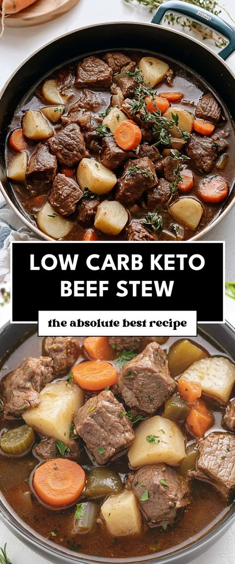 Image for Low Carb Keto Beef Stew Recipe For Beef Stew, Flavorful Beef Stew, Low Carb Beef Stew, Beef Stew Healthy, Keto Beef Stew, Easy Beef Stew Recipe, Low Carb Soup Recipes, Keto Beef, Beef Stew Crockpot