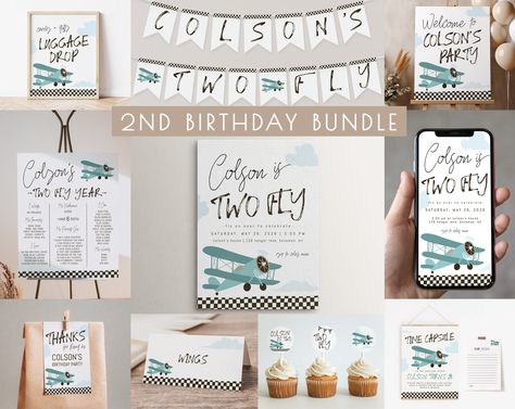 Two Fly Birthday Party, Helicopter Birthday, Helicopter Plane, Airplane Theme, Birthday Packages, Time Flies, 2nd Birthday Parties, 2nd Birthday, Invitation Paper