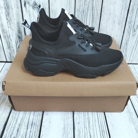 Steve Madden Match Ladies Chunky Trainers Sneakers Black UK 4 EU 37. Nice quality Steve Madden ladies trainers in a new condition with the original box. There is damage to the box unfortunately Chunky Trainers, Trainer Sneakers, Black Sneakers, Shoe Obsession, Sneakers Black, Steve Madden, Original Box, Sneakers, Black