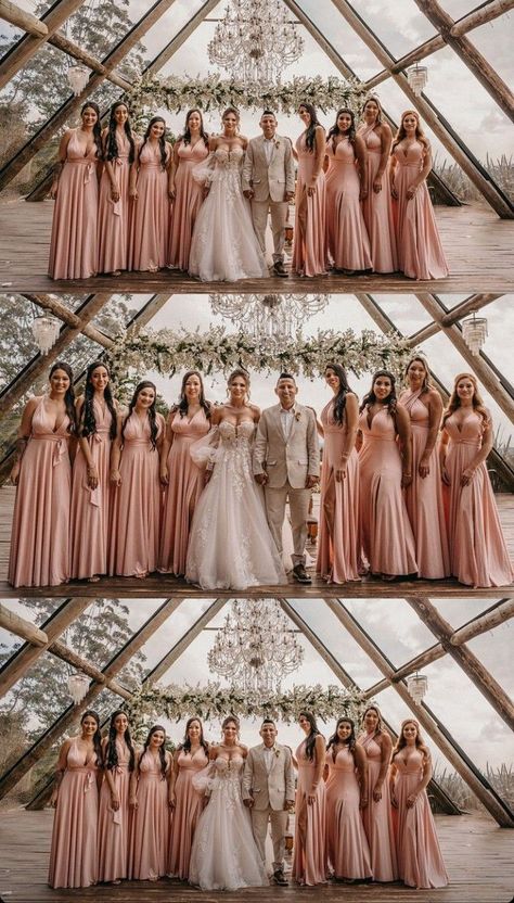 Champagne Pink Bridesmaid Dress, Champagne Wedding Themes, Light Pink Bridesmaids, Wedding Theme Color Schemes, Dusty Pink Bridesmaid Dresses, Fall Wedding Color Schemes, Blush Pink Bridesmaid Dresses, Wedding Parties Colors, Rose Gold Bridesmaid