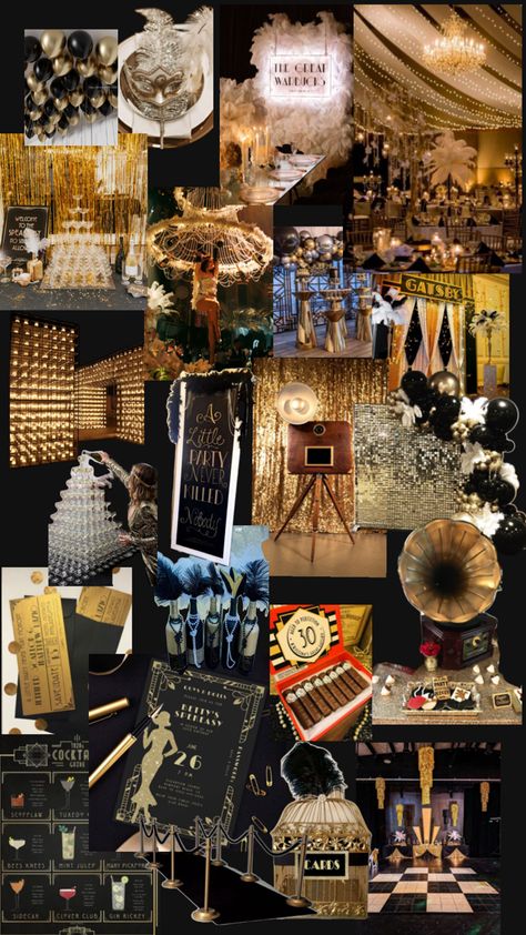 1920 Theme Party, Masquerade Party Themes, Roaring 20s Birthday, 1920s Themed Party, Gatsby Birthday Party, Classy Decorations, Gatsby Gala, Gatsby Party Decorations, 30th Birthday Themes