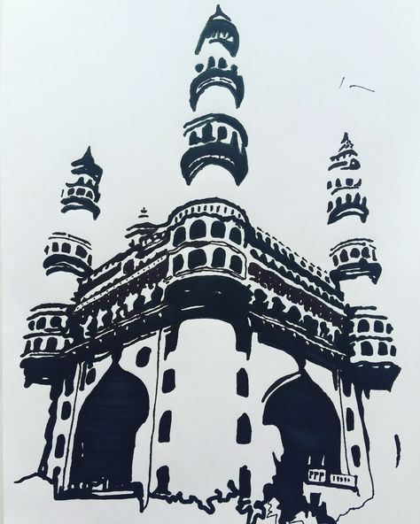 Charminar Charminar Sketch, Charminar Drawing, Sketching Ideas, Sketches Simple, Art Drawings Sketches Simple, Pencil Sketch, Art Drawings Sketches, Drawing Art, Traditional Art