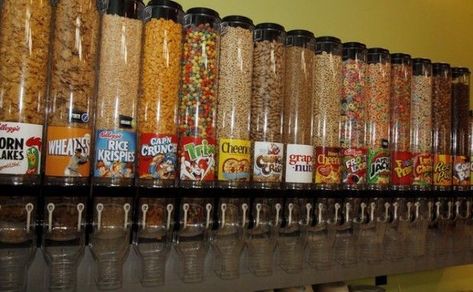 Cereal Cafe, Old General Stores, Candy Wall, Cereal Bar, Gamer Room Decor, Popcorn Bar, Cafe Ideas, Cereal Bars, Gamer Room