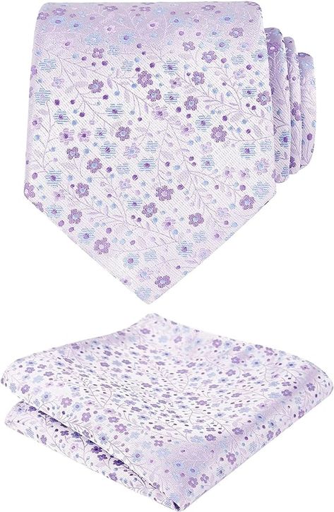 Amazon.com: Alizeal Mens Floral Pattern Tie with Flower Printed Pocket Square 3.15inches Colorful Tie Set, Lilac : Everything Else Light Purple Flowers, Floral Necktie, Necktie Set, Men's Ties, Purple Tie, Tie Set, Printed Ties, Tie And Pocket Square, Design Floral