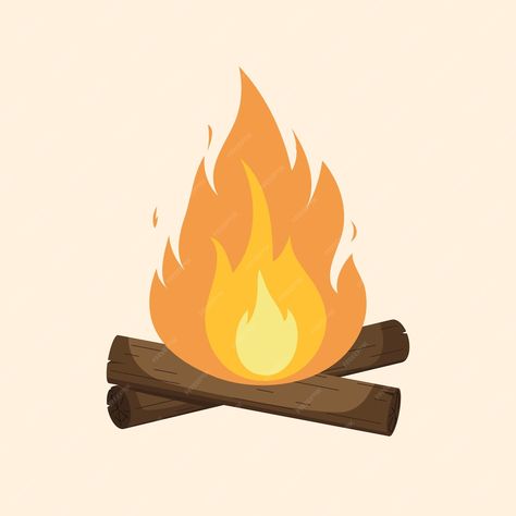 Premium Vector | Bonfire with logs camp fire Fuego Aesthetic, Buddhist Illustration, Campfire Drawing, Fire Illustration, Camping Drawing, Fire Camp, Space Iphone Wallpaper, Fire Vector, Labyrinth Design