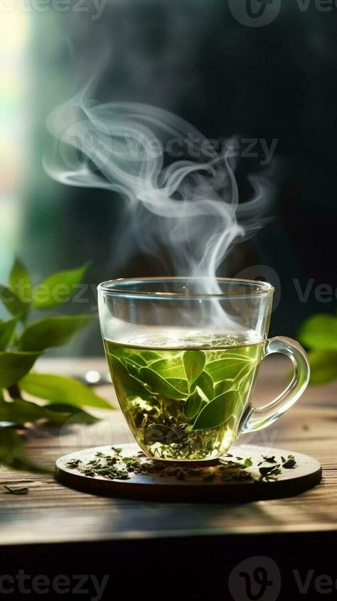 AI Generative Green tea in a glass cup with a steam with dry tea leaves on a wooden background Wooden Leaves, Feel Good Pictures, Green Tea Cup, Tea Wallpaper, Photo Cup, Green Tea Cups, Splash Photography, Vector Character Design, Background Background